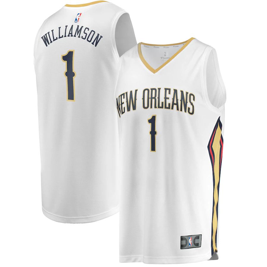 Men New Orleans Pelicans #1 Zion Williamson Fanatics Branded White Association Edition Replica Fast Break NBA Jersey->new orleans pelicans->NBA Jersey